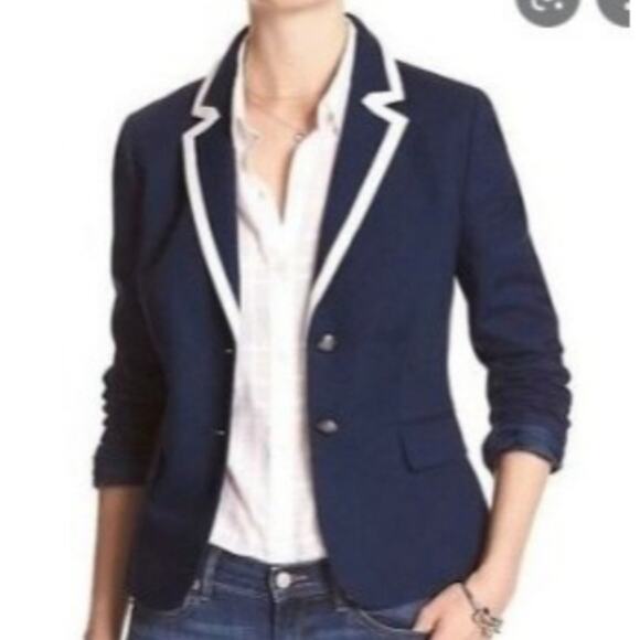 Banana Republic Jackets & Blazers - BANANA REPUBLIC Women's Blue With White Trim Blazer. 10P
